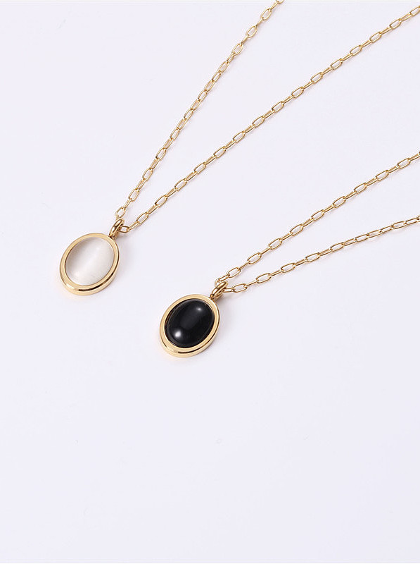 Titanium With Gold Plated Simplistic Oval Necklaces
