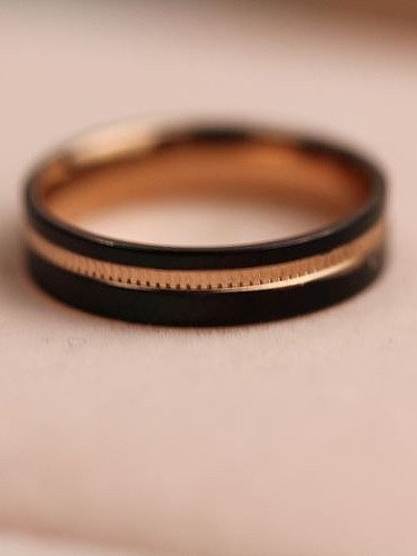 خاتم مطلي بالذهب الوردي الغراء الأسود
