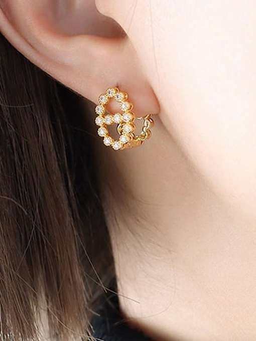 Brass Rhinestone Geometric Vintage Huggie Earring