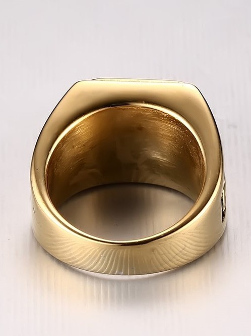 Exquisite Gold Plated Carnelian Titanium Ring