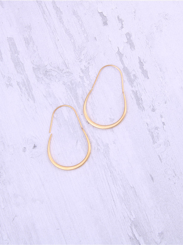 Titanium With Gold Plated Personality Irregular Hook Earrings