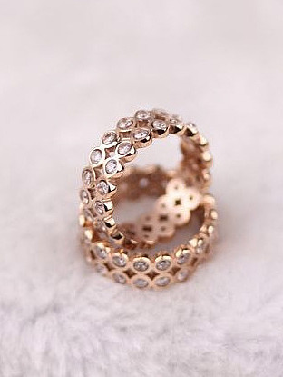 2018 Double Lines Zircons Fashion Ring