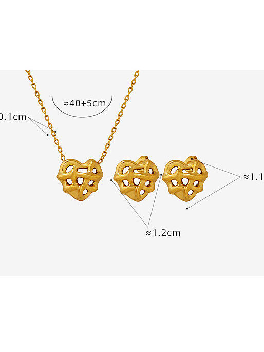 Minimalistisches Herz-Ohrring- und Halsketten-Set aus Titanstahl