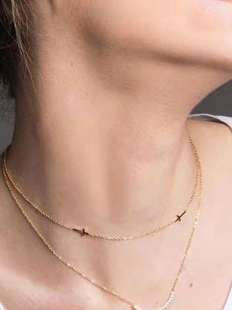 Titanium Smooth Cross Minimalist Necklaces