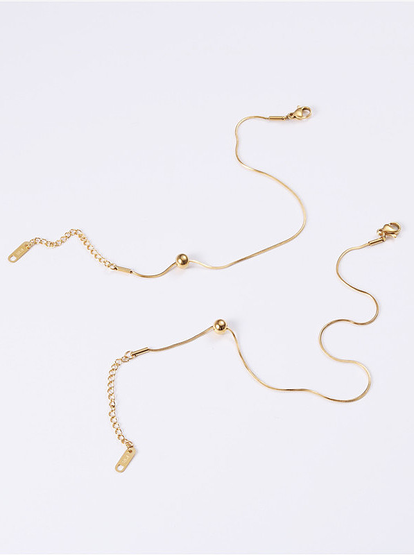 Titanium With Gold Plated Simplistic Round Bracelets
