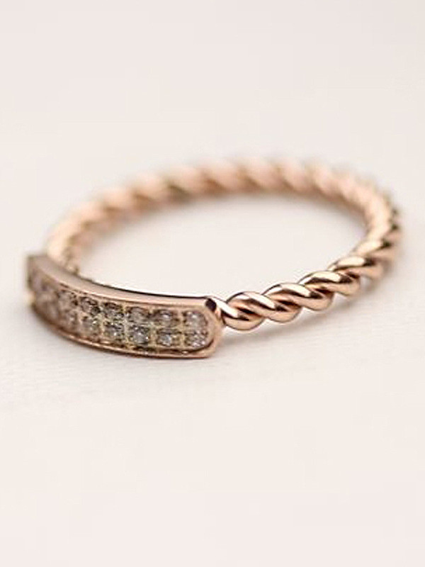 Twisted Korean Style Zircon Ring