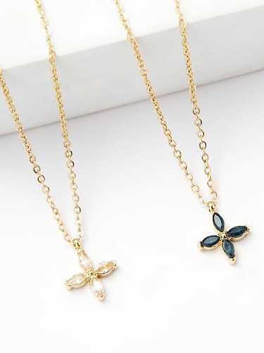 Stainless steel Cubic Zirconia Clover Minimalist Necklace