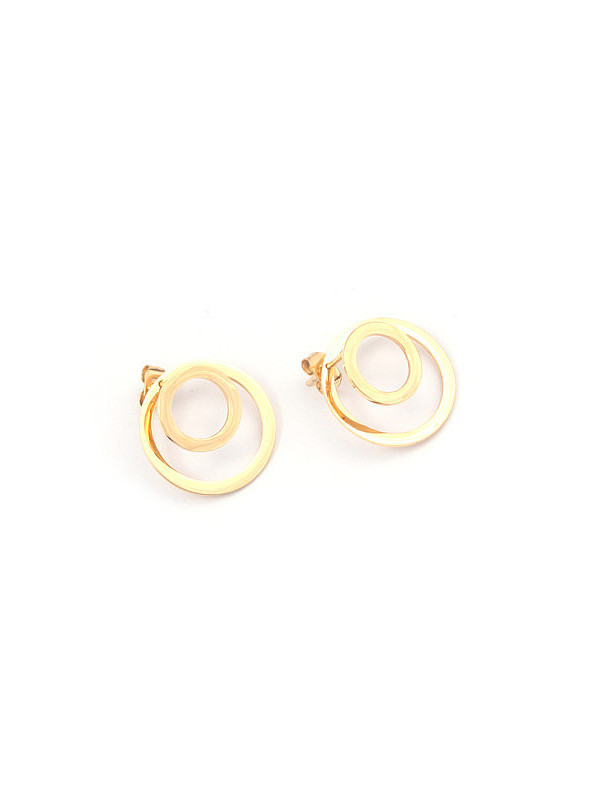 Titanium With Gold Plated Simplistic Smooth Round Drop Earrings