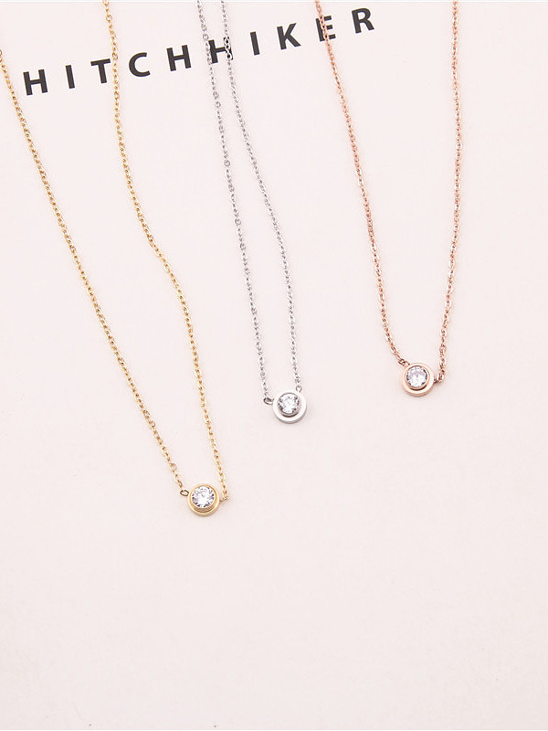 Single Zircon Pendant Simply Necklace