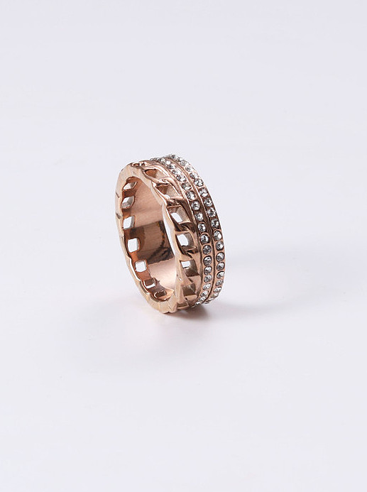 Titanium With Rose Gold Plated Simplistic Round Stacking Rings