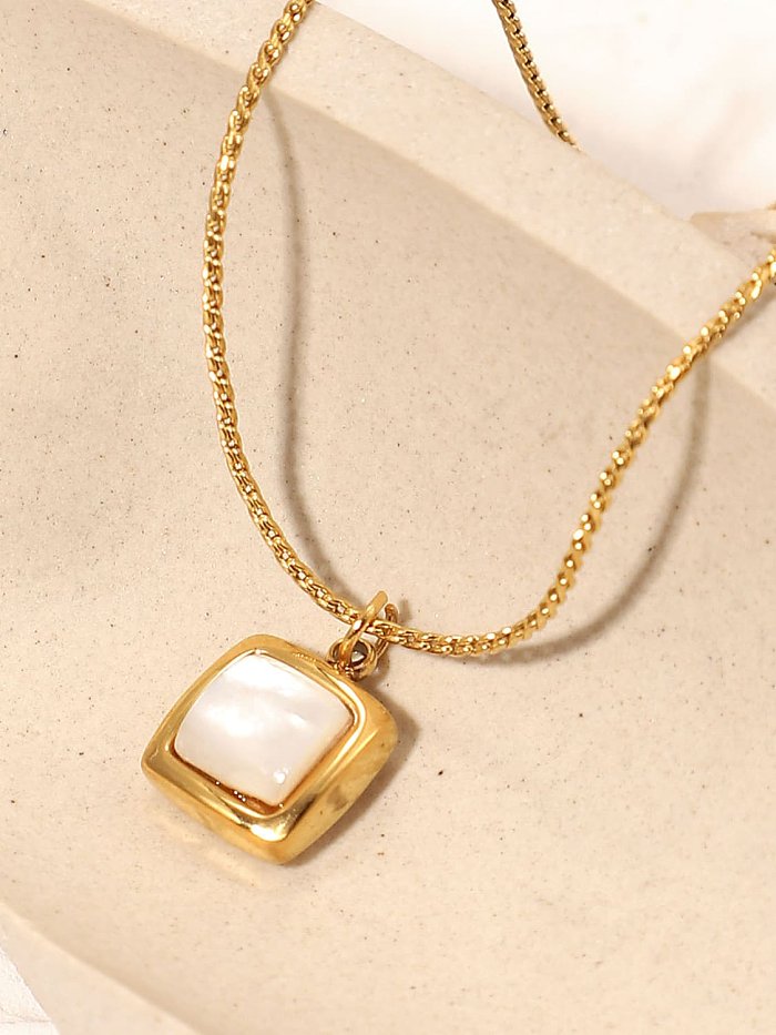 Stainless steel Cats Eye Square Trend Necklace