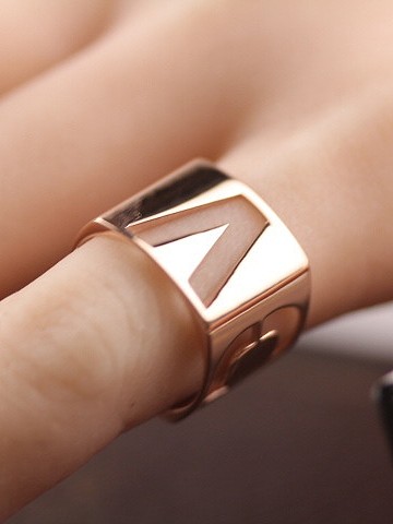 Exaggerated Hollow Letter Fashion Ring