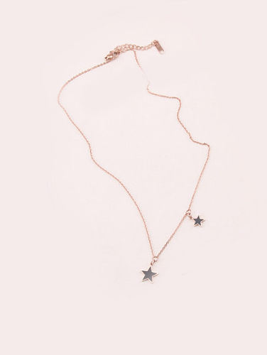 Collar de clavícula con accesorios de estrellas de oro rosa simple