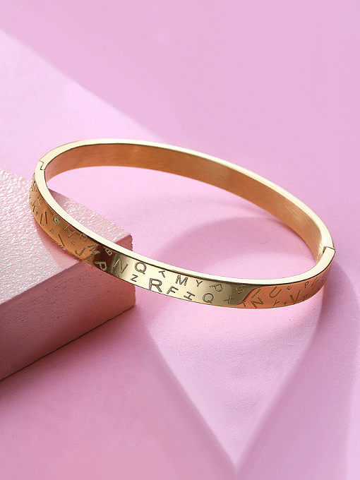 Stainless steel Letter Minimalist Band Bangle