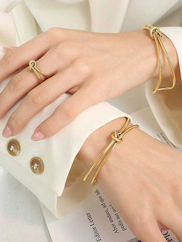 Ensemble de bague et bracelet en acier au titane minimaliste à double couche