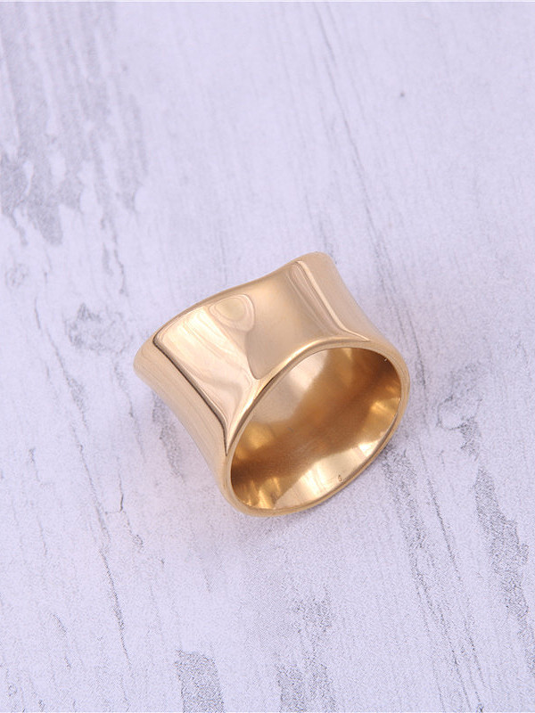 Titanium With Gold Plated Simplistic Irregular Band Rings