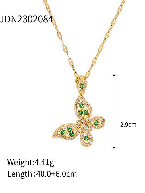 Stainless steel Cubic Zirconia Butterfly Vintage Necklace