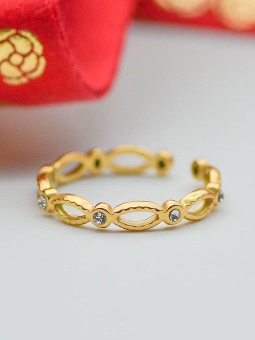 Stainless steel Rhinestone Geometric Minimalist Band Ring
