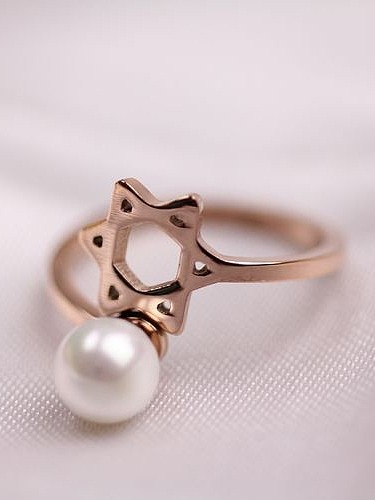 Star Pattern Artificial pearl Women Ring