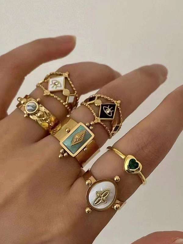Stainless steel Natural Stone Irregular Vintage Band Ring