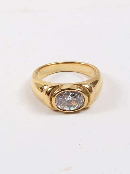 Titanium Steel Glass Stone Geometric Minimalist Band Ring