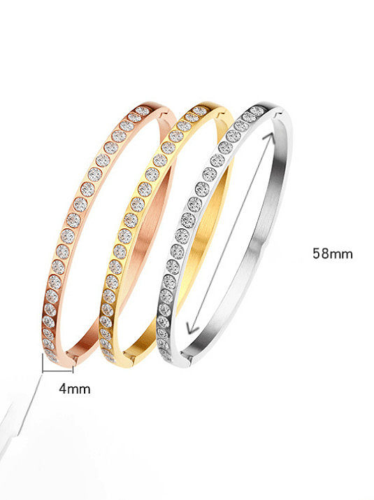 Stainless steel Rhinestone Geometric Minimalist Band Bangle