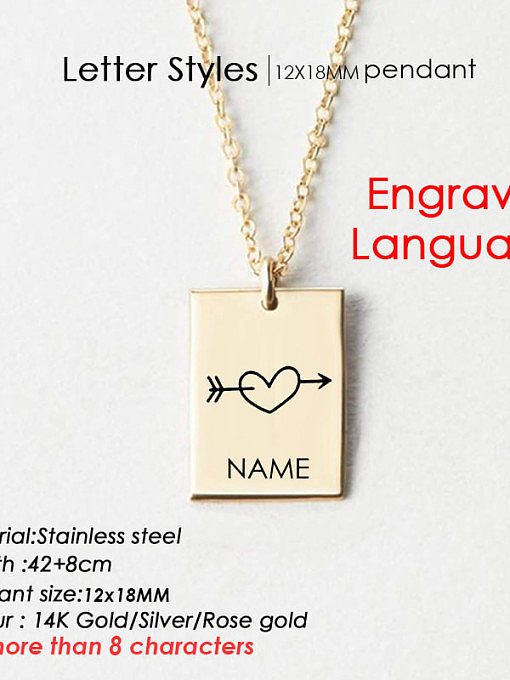 Stainless steel Minimalist engrave language geometry Pendant Necklace