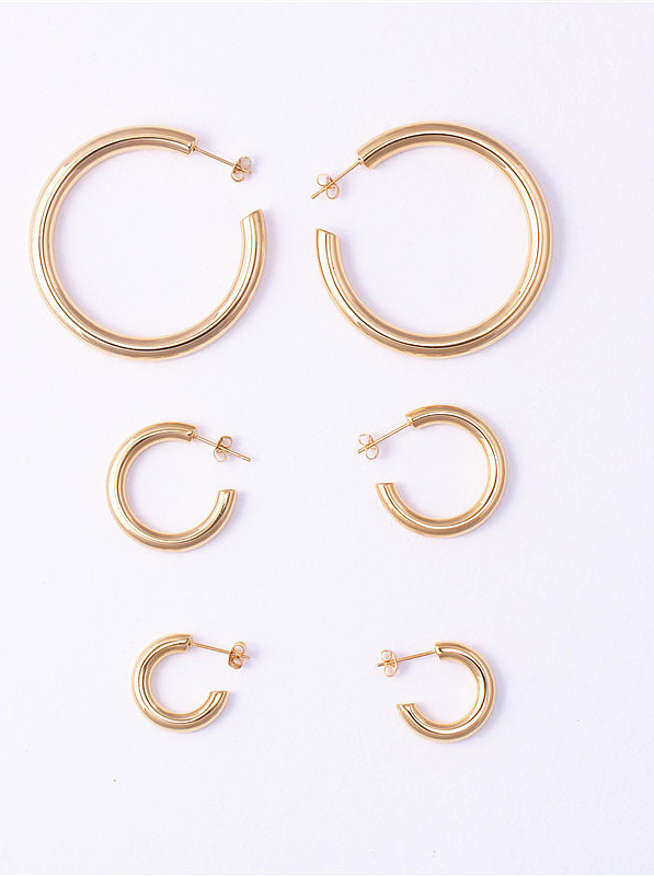Titanium With Rose Gold Plated Simplistic Smooth Round Hoop Earrings