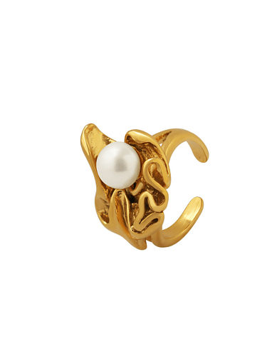 Titan Stahl Nachahmung Perlen unregelmäßiger Vintage Band Ring