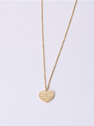 Titanium With Gold Plated Simplistic Heart Monogram Necklaces