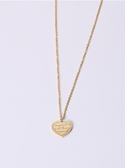 Colliers en titane avec monogramme en forme de cœur simpliste plaqué or