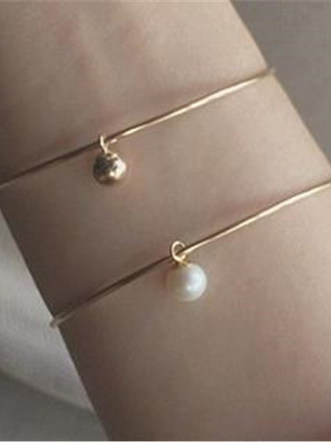 Titanium With Gold Plated Simplistic Round Bangles