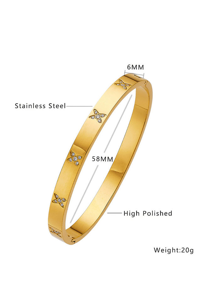 Bracelet minimaliste en acier titane avec papillon et strass