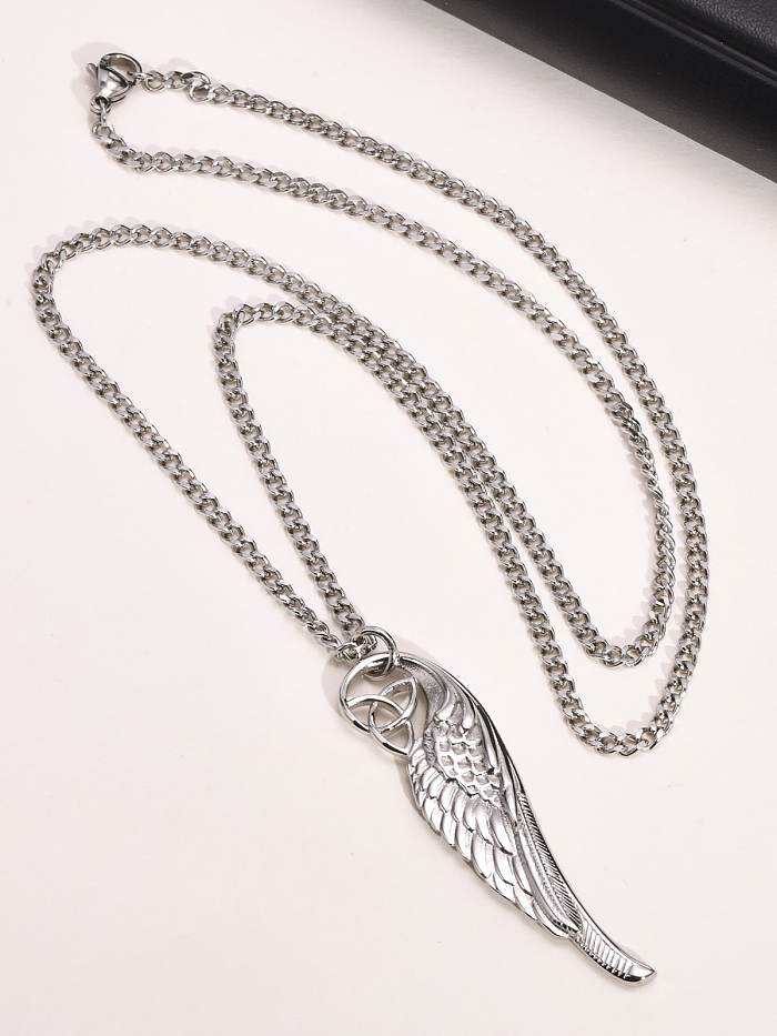 Stainless steel Feather Hip Hop Necklace