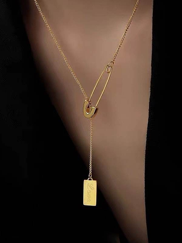 Geometrische zierliche Lariat-Halskette aus Titanstahl