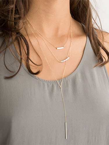 Minimalistische mehrsträngige Halskette aus Edelstahl mit Quaste