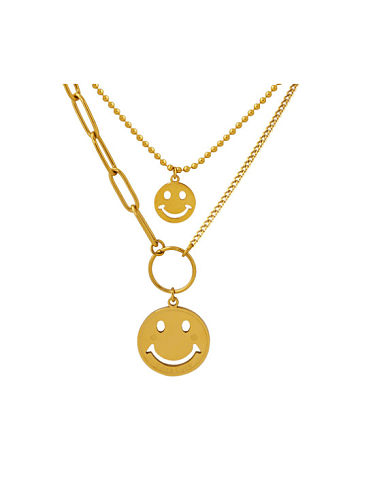 Titan Stahl Smiley minimalistische mehrsträngige Halskette