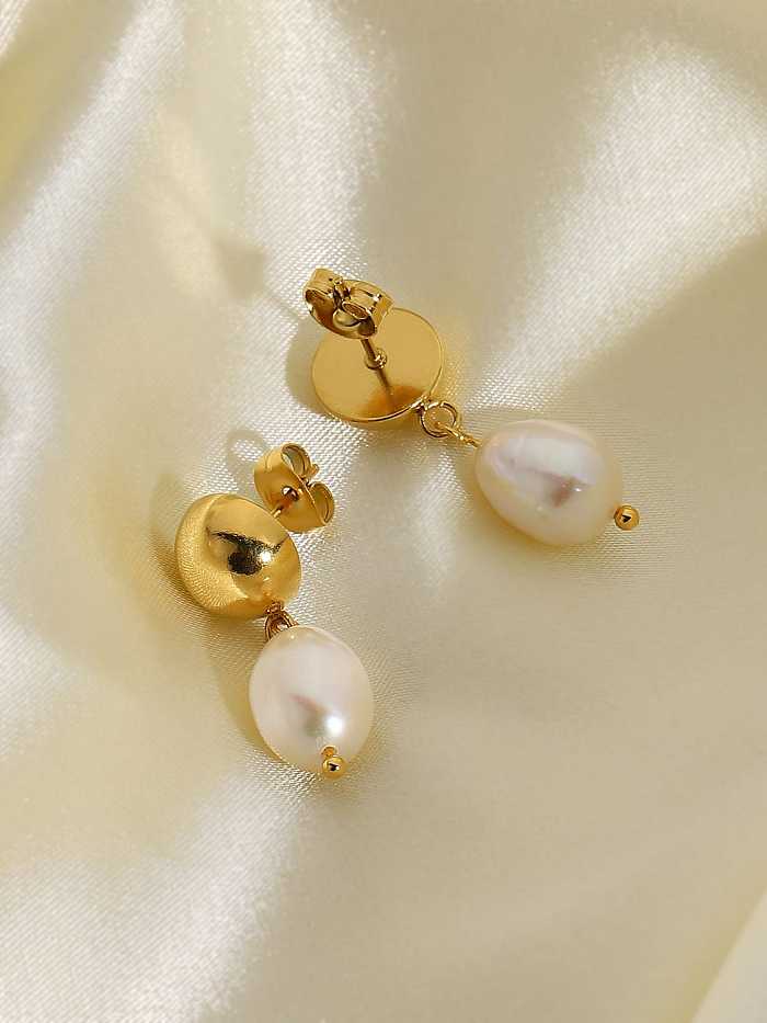 Stainless steel Freshwater Pearl Water Drop Trend Drop Earring