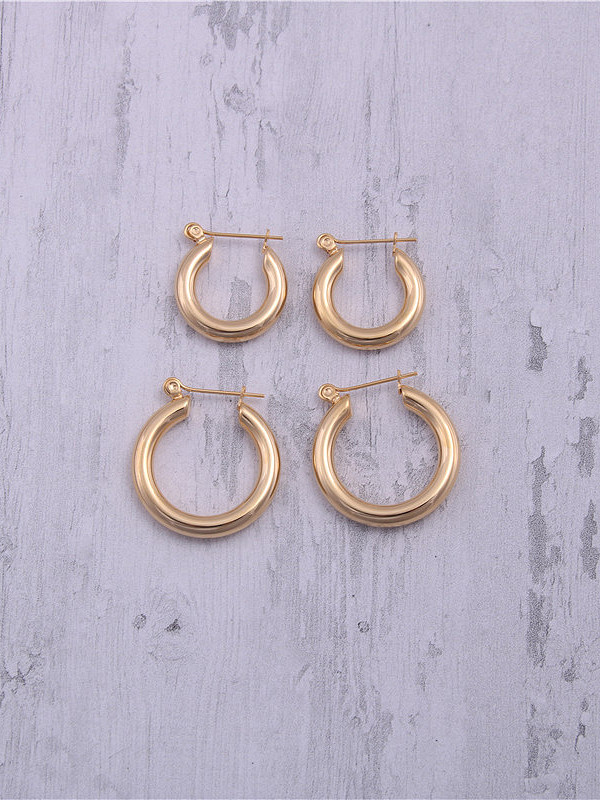 Titanium With Gold Plated Simplistic Hollow Round Hoop Earrings