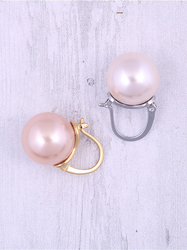 Titanium With Artificial Pearl Simplistic Round Clip On Earrings