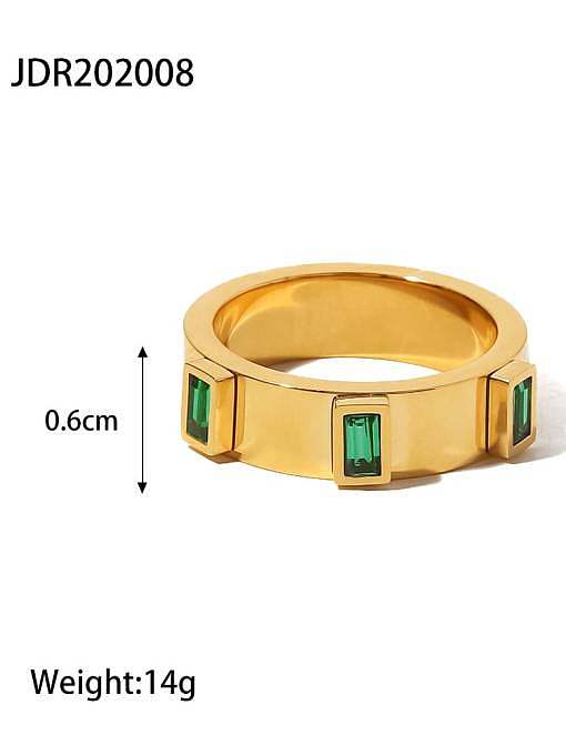 Conjunto de colar e pulseira de anel geométrico minimalista de pedra de vidro de aço inoxidável