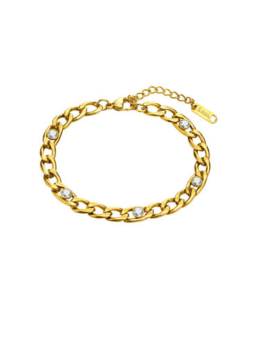 Stainless steel Rhinestone Geometric Chain Minimalist Link Bracelet