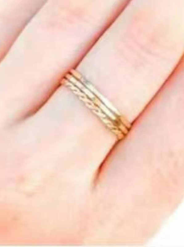 Titanium With Gold Plated Simplistic Twist Round Band Rings