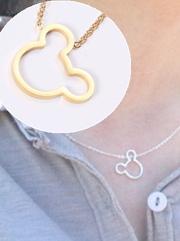 Titane avec colliers Mickey Mouse simplistes plaqués or