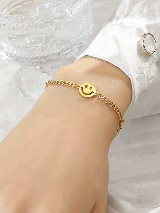 Pulsera de eslabones minimalistas con sonrisa de acero de titanio