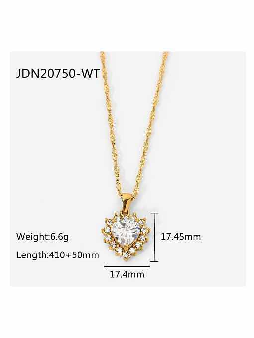 Stainless steel Cubic Zirconia Heart Statement Necklace