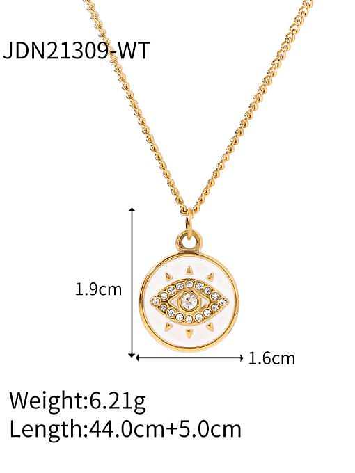 Stainless steel Cubic Zirconia Evil Eye Vintage Necklace