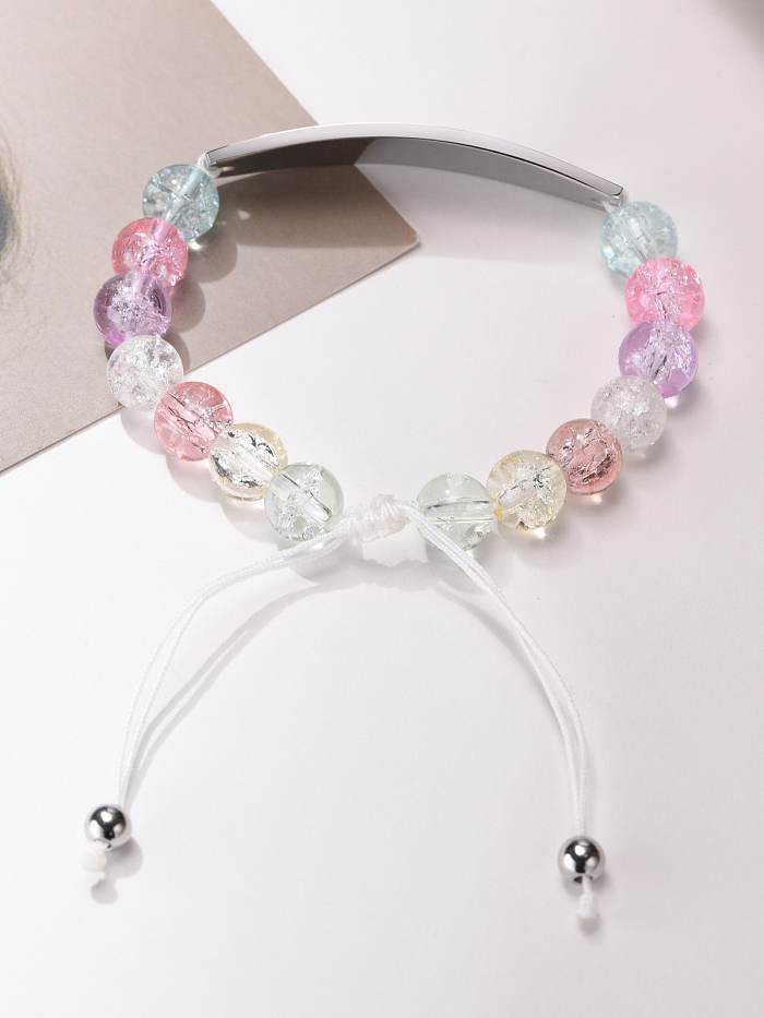 Bracelet ajustable minimaliste géométrique en perles d'acier inoxydable