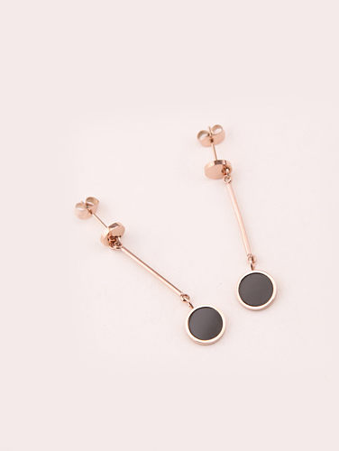 Black Agate Rose Gold Plated Drop Earrings
