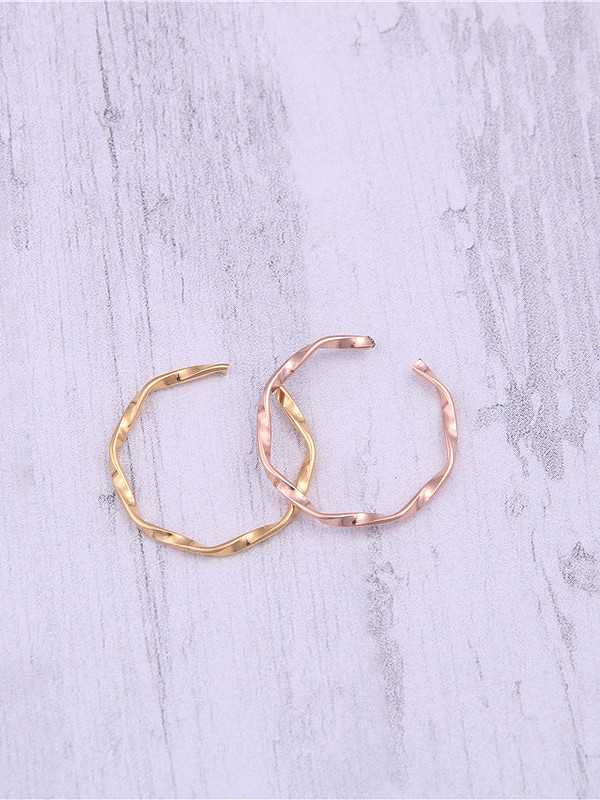 Titanium With Gold Plated Simplistic Twist Free Size Rings